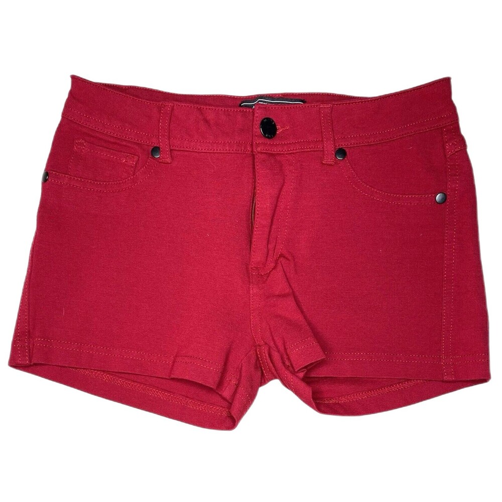 Active USA Low-Rise Shorts Flat Front Micro Cheeky Stretch Casual Womens M Red